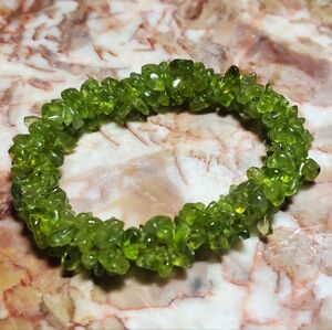 Peridot 3 Strand Chip Bracelet August Birthstone